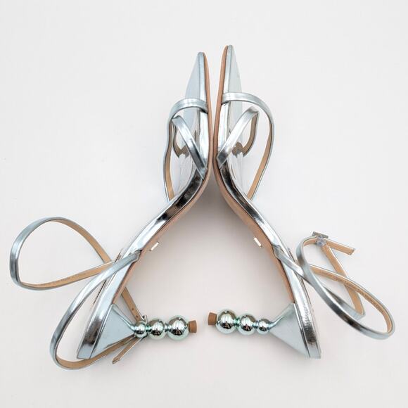 Badgley Mischka Ivette Pearl Heel Evening Sandals Women's Blue Size US6.5M EU37 - Picture 4 of 11